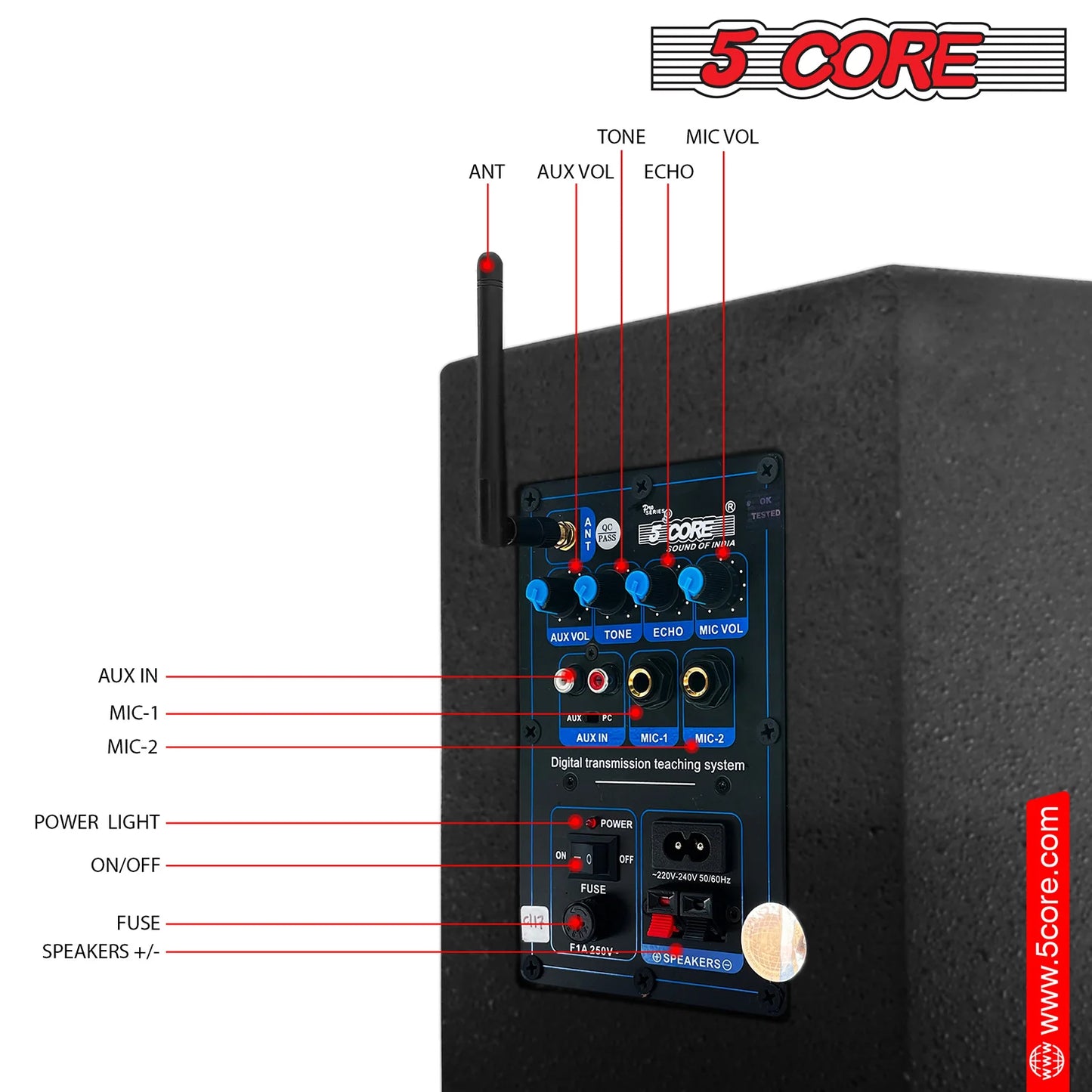 200W Portable PA Speaker System w/Wireless Lavalier Microphone