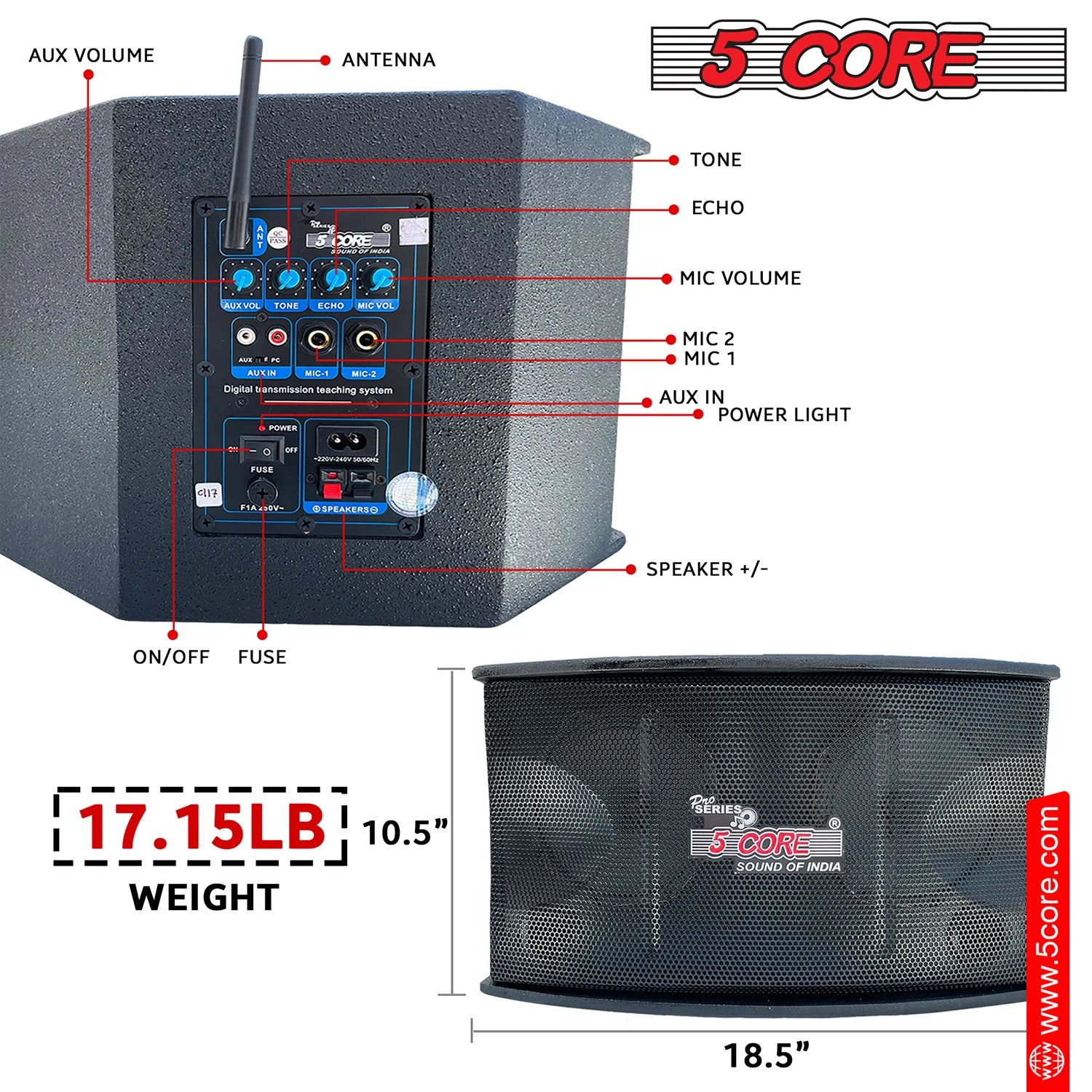 200W Portable PA Speaker System w/Wireless Lavalier Microphone