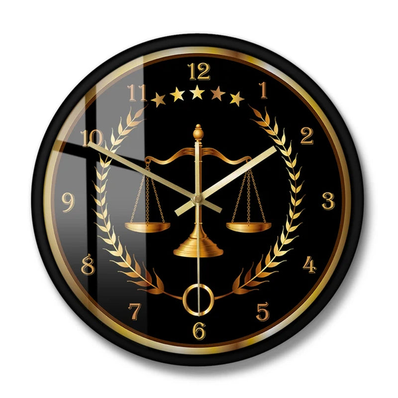 WALL CLOCK Scale of Justice