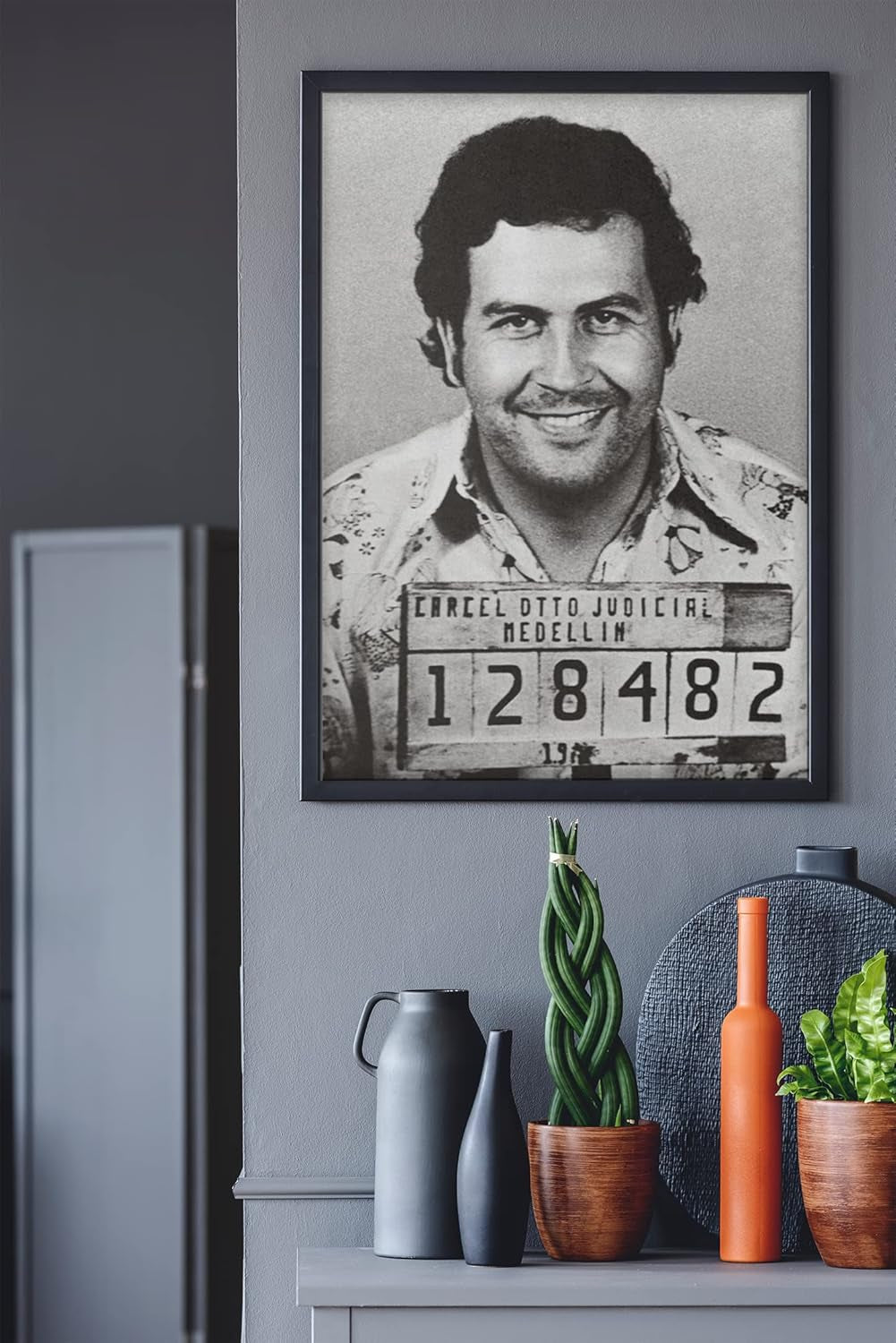 WALL ART El Patron Pablo Escobar Mugshot Poster - Exclusive Medellin Cartel Kingpin Decor for Classroom or Man Cave - 12x18 Cool Print