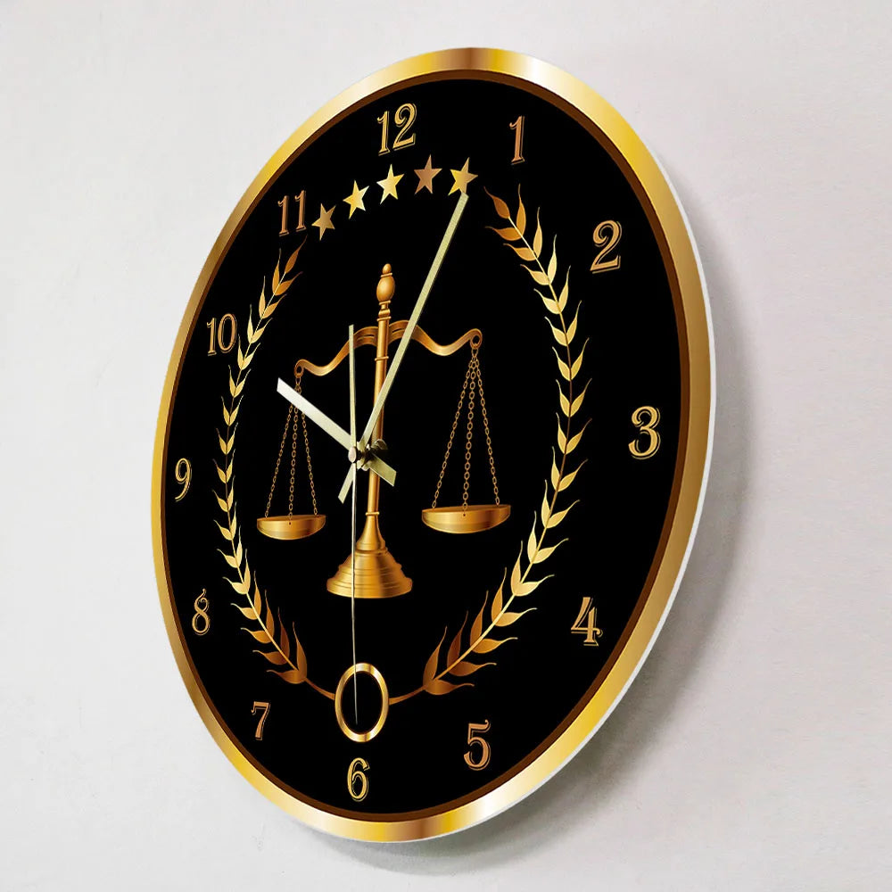 WALL CLOCK Scale of Justice