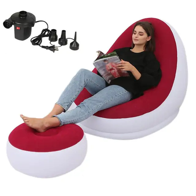 2 PC Inflatable Sofa Deck Chair & Foot Stool