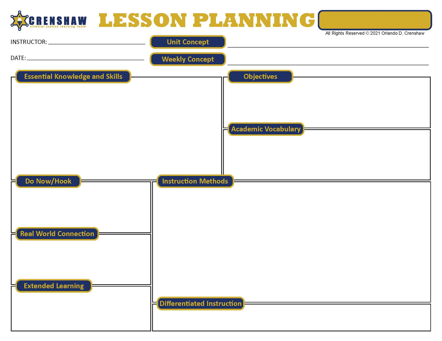 Criminal Justice Lesson Plan Template