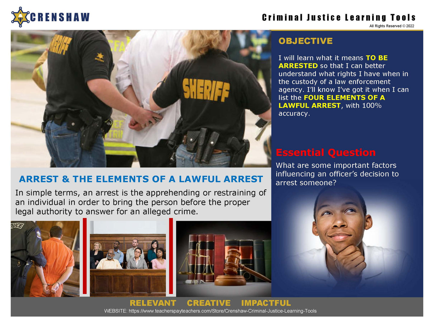 ARREST - Criminal Justice PowerPoint Lesson