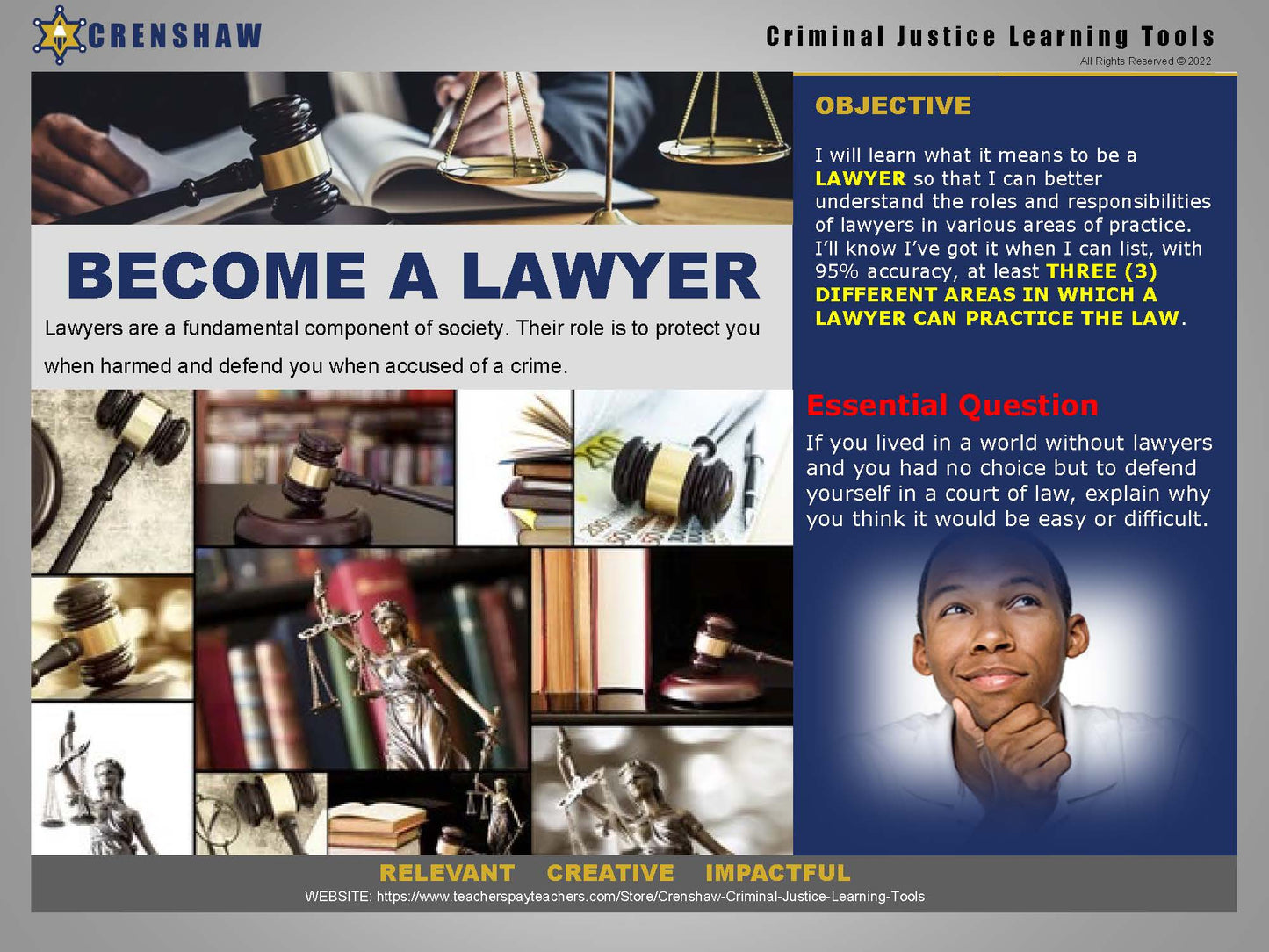 BECOME A LAWYER - Criminal Justice PowerPoint Lesson