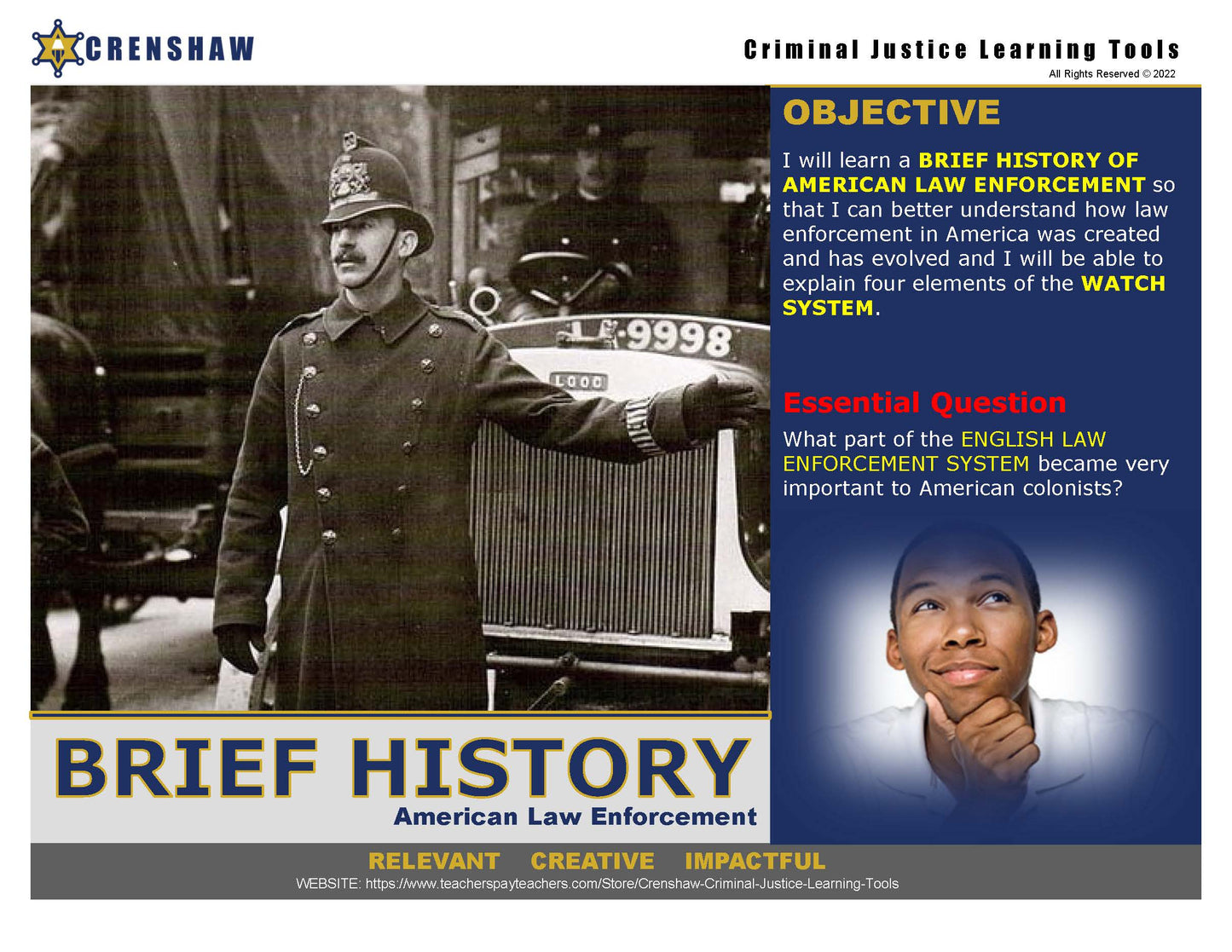 Brief History of American Law Enforcement - Criminal Justice PowerPoint Lesson