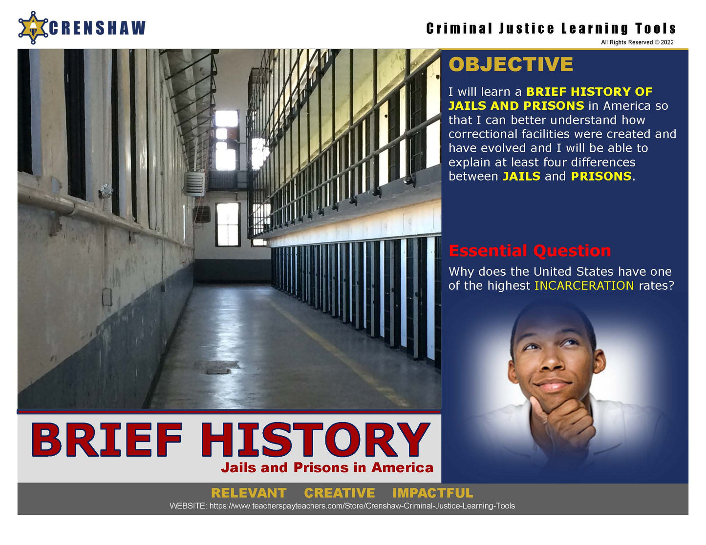 BRIEF HISTORY OF JAILS AND PRISONS IN AMERICA - Criminal Justice PowerPoint