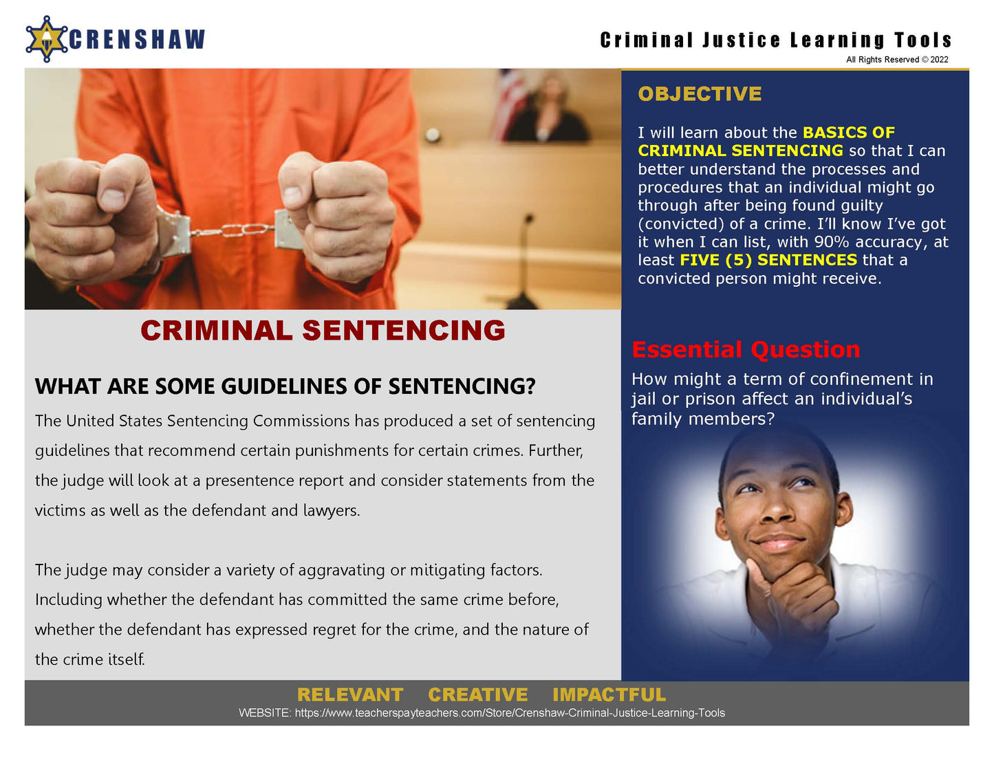 CRIMINAL SENTENCING - Criminal Justice PowerPoint Lesson