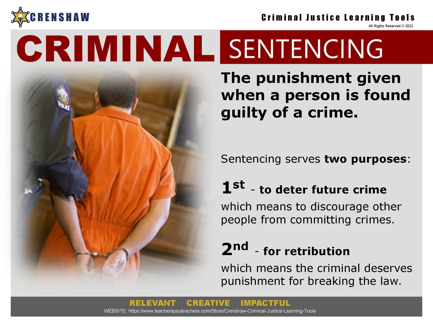 CRIMINAL SENTENCING - Criminal Justice PowerPoint Lesson