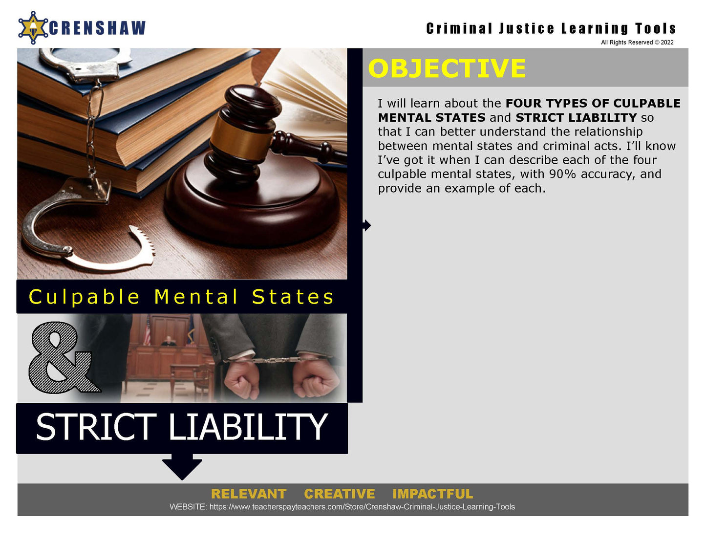 CULPABLE MENTAL STATES - Criminal Justice PowerPoint Lesson