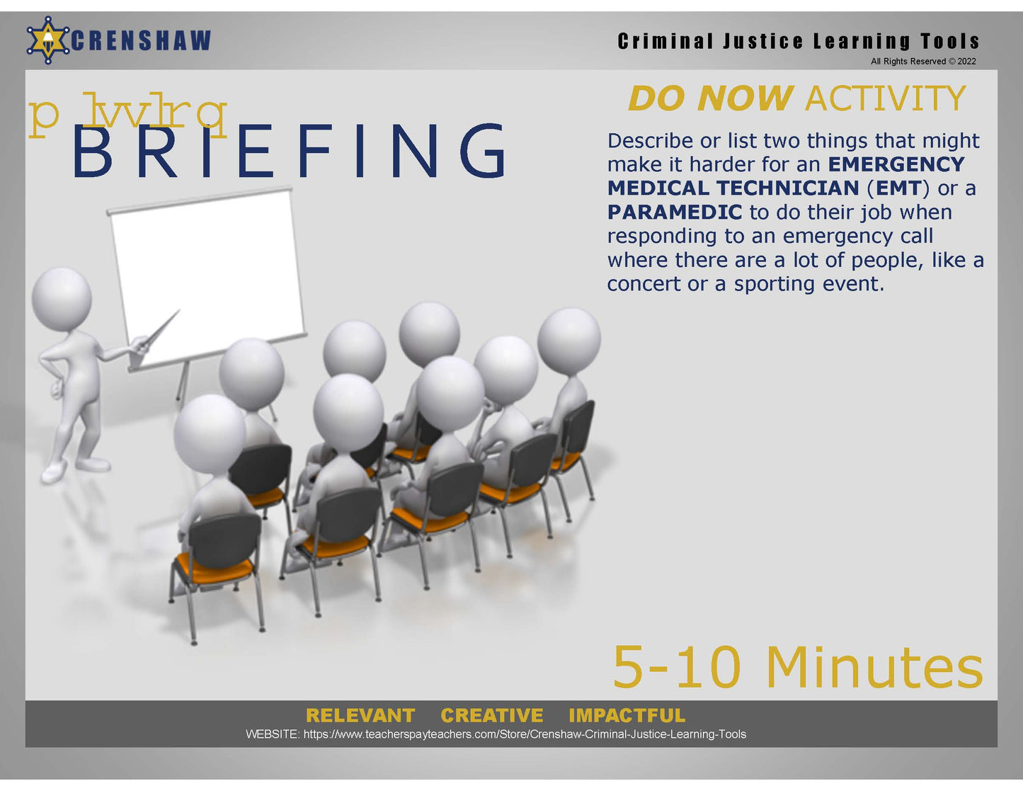 EMERGENCY MEDICAL SERVICES (EMS) - Criminal Justice PowerPoint Lesson