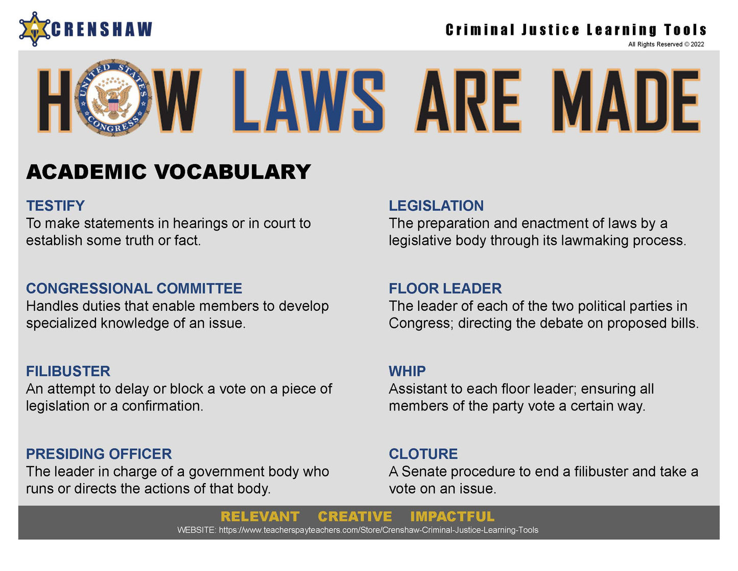 HOW LAWS ARE MADE - Criminal Justice PowerPoint Lesson