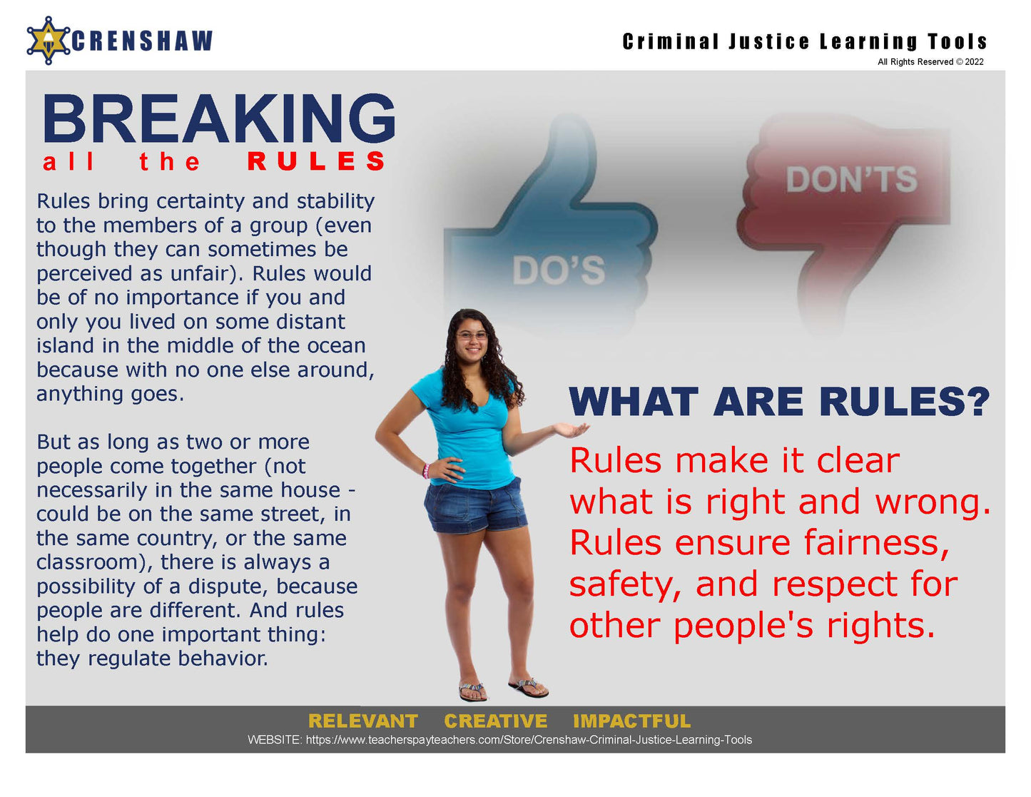 Laws and Rules - Criminal Justice PowerPoint Lesson