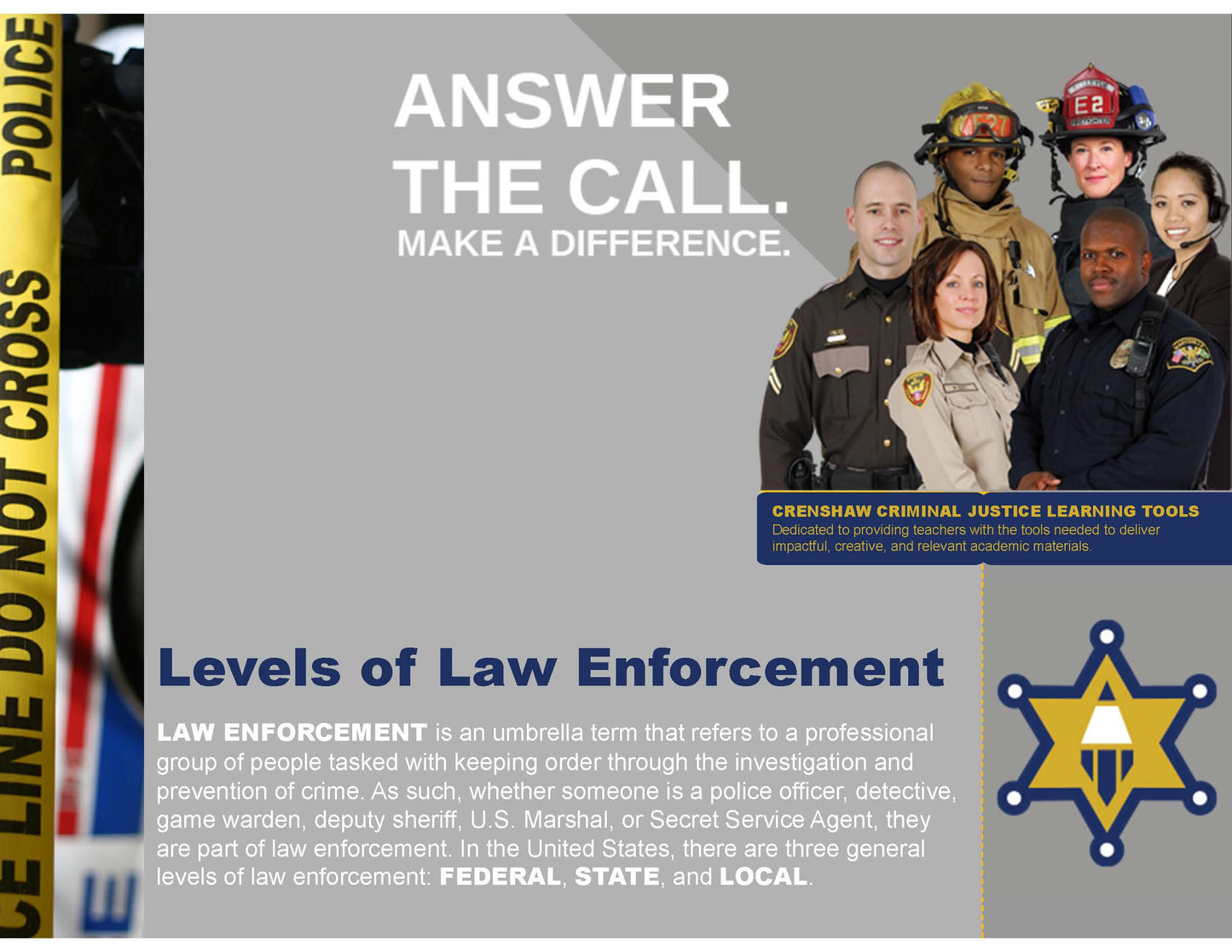 Levels of Law Enforcement - Criminal Justice PowerPoint Lesson