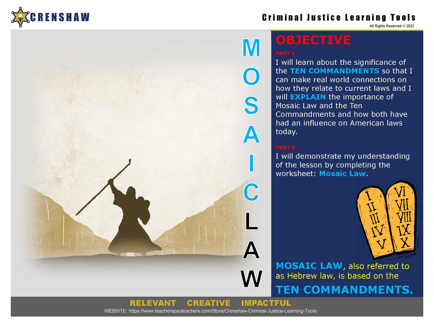 Mosaic Law - Criminal Justice PowerPoint Lesson