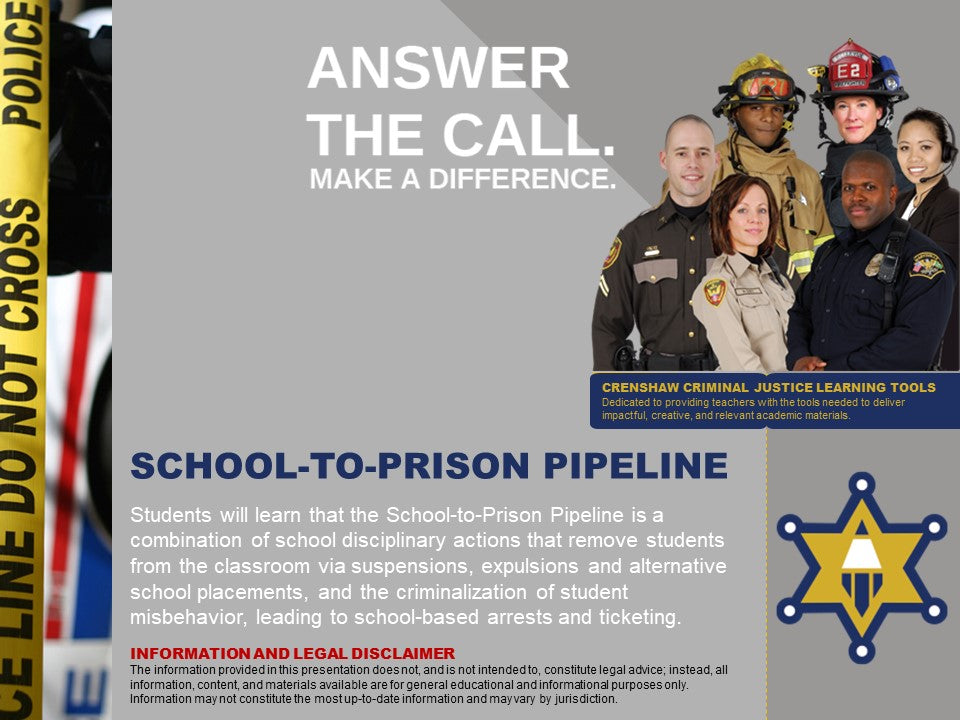 SCHOOL-TO-PRISON PIPELINE - Criminal Justice PowerPoint Lesson