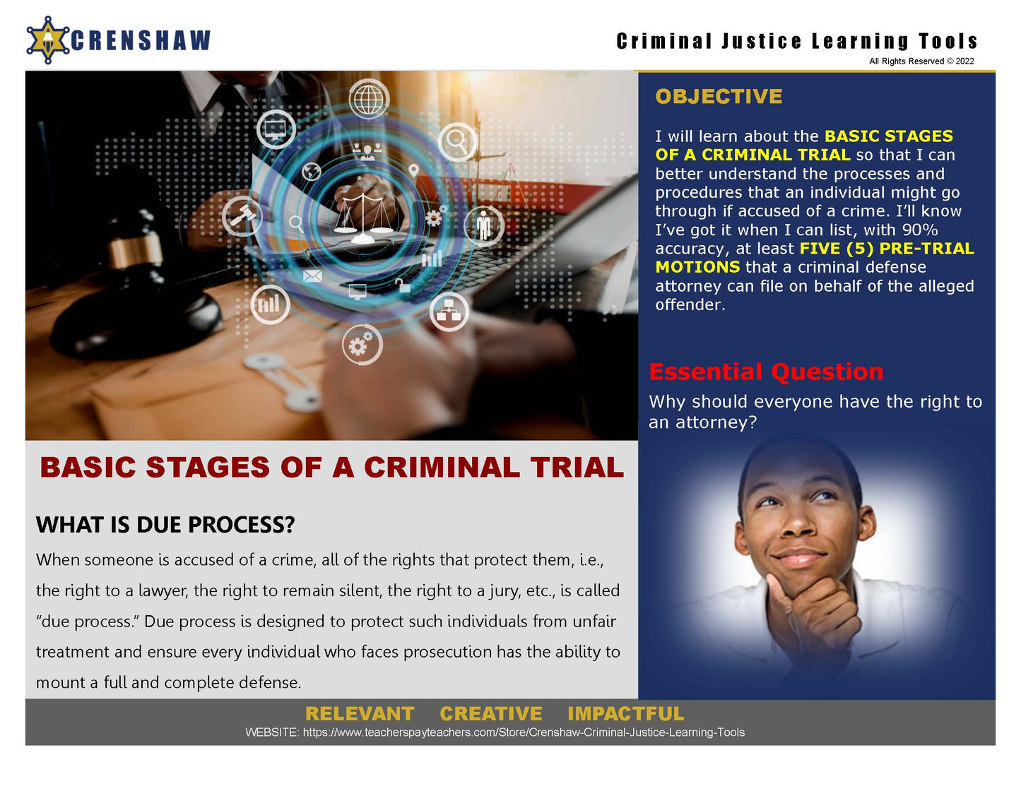 BASIC STAGES OF A CRIMINAL CASE - Criminal Justice PowerPoint Lesson
