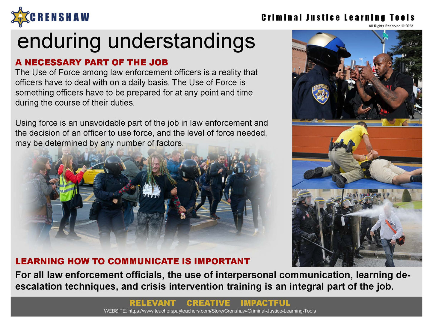 USE OF FORCE AND USE OF FORCE CONTINUUM - Criminal Justice PowerPoint Lesson