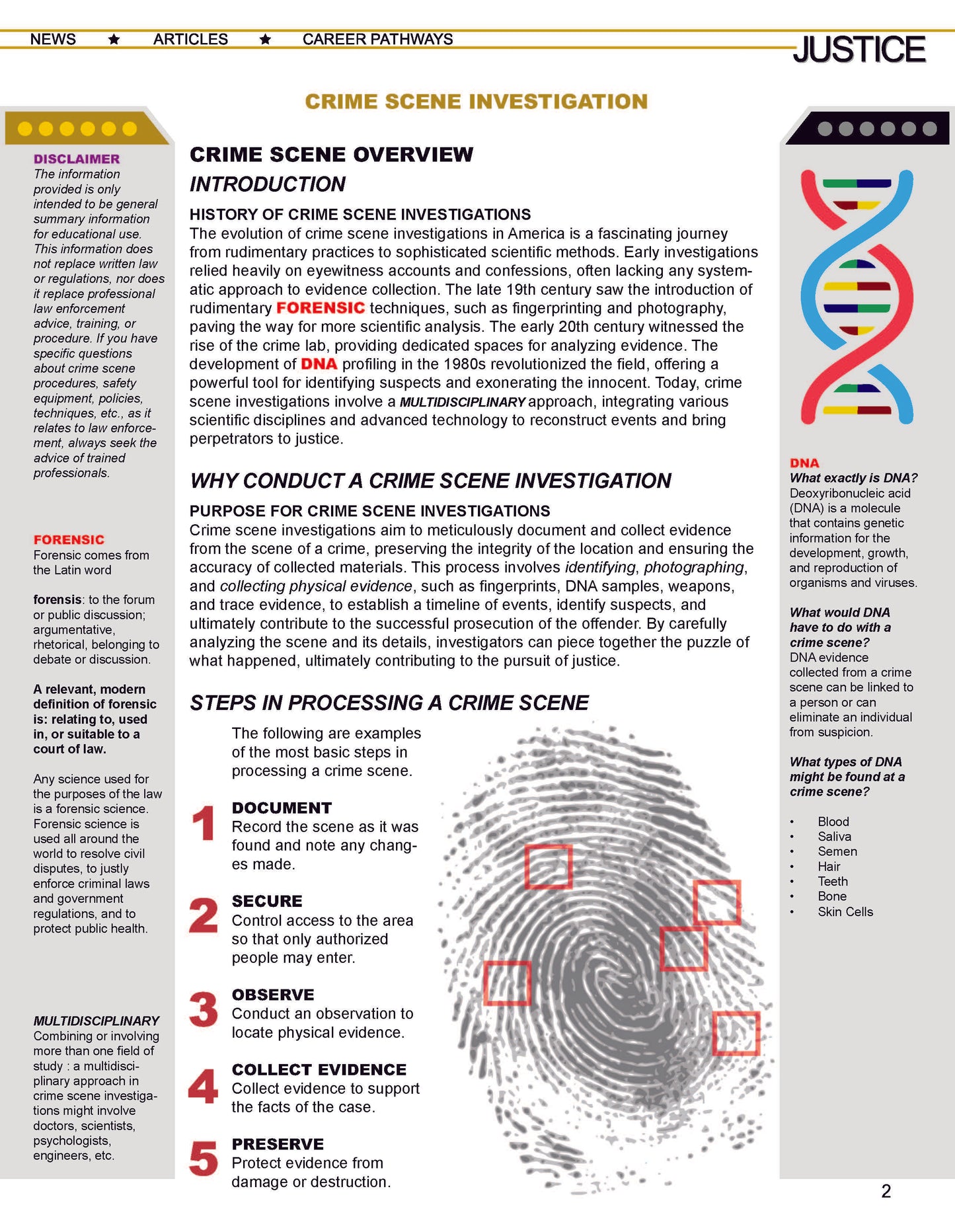 CRIME SCENE INVESTIGATION STUDY GUIDE - Criminal Justice Periodical