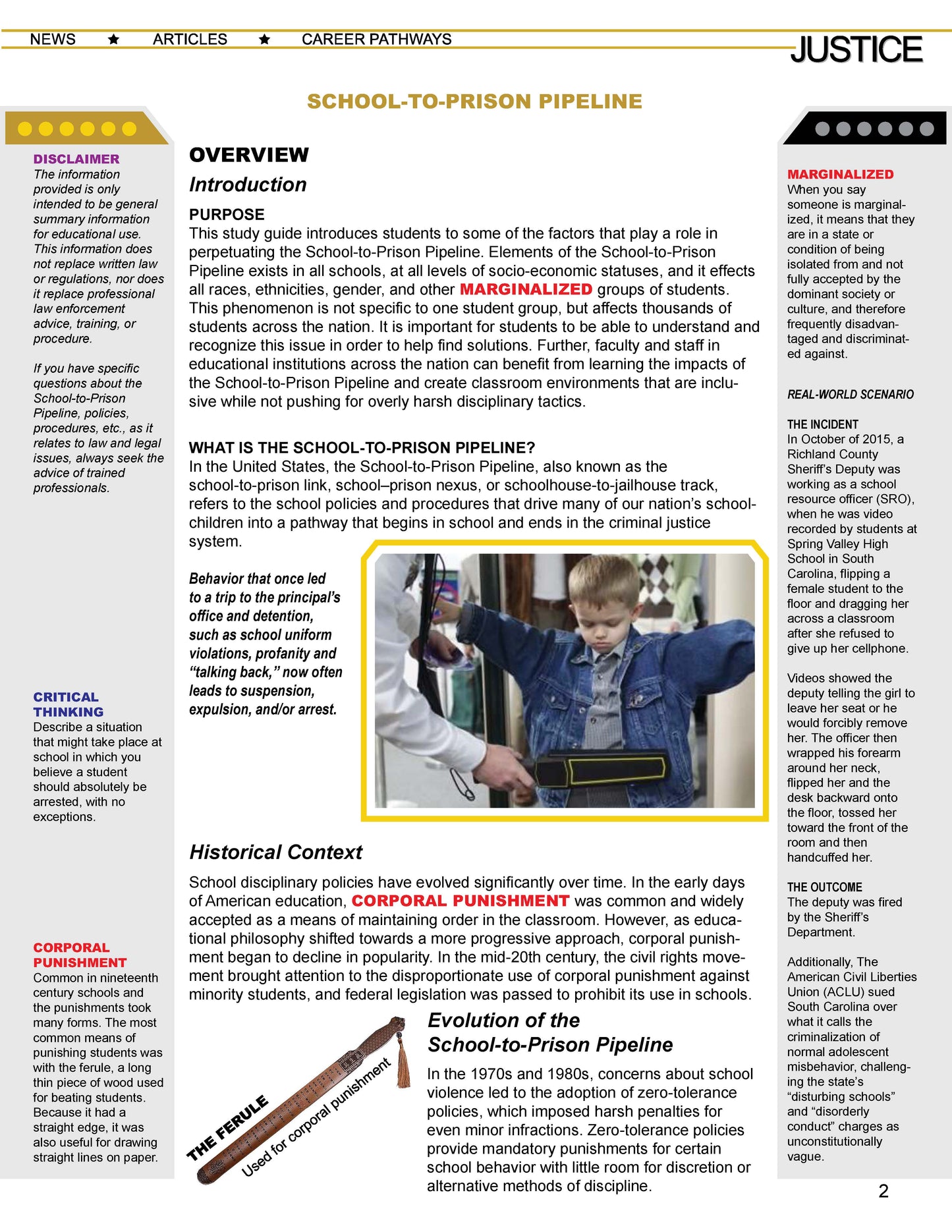 SCHOOL-TO-PRISON PIPELINE STUDY GUIDE - Criminal Justice Periodical