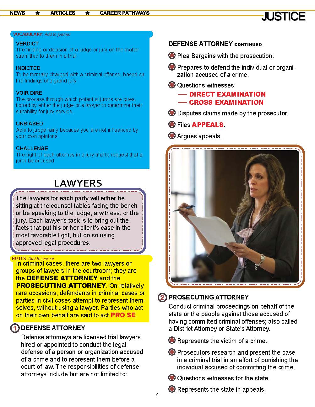 COURTROOM PARTICIPANTS - Criminal Justice Periodical and Worksheet with Accommodations