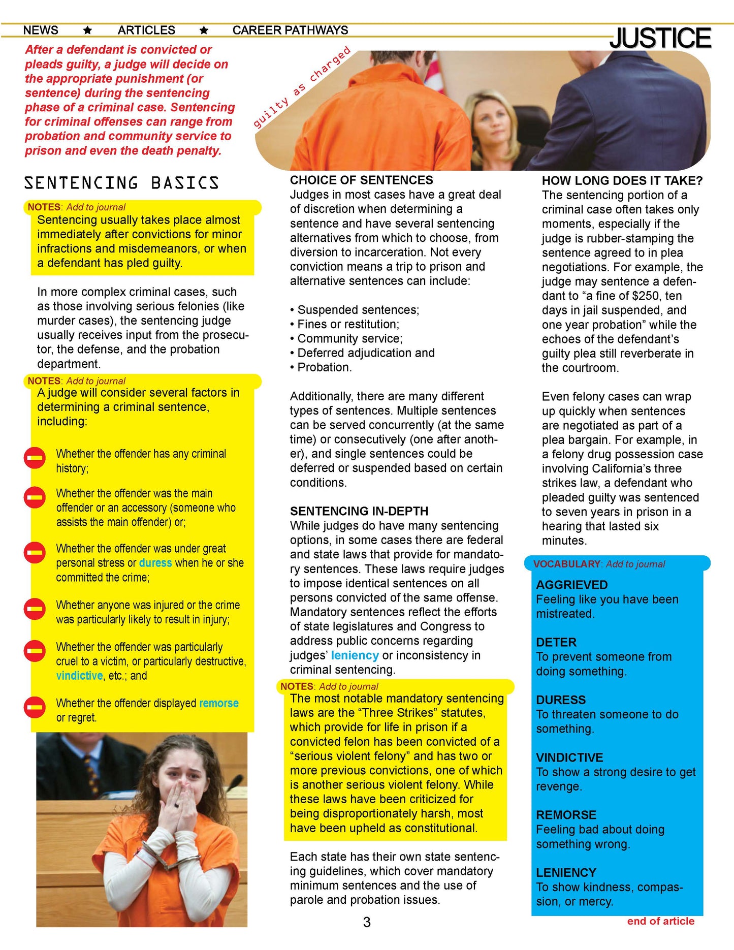 CRIMINAL SENTENCING GUIDELINES - Criminal Justice Periodical and Worksheet