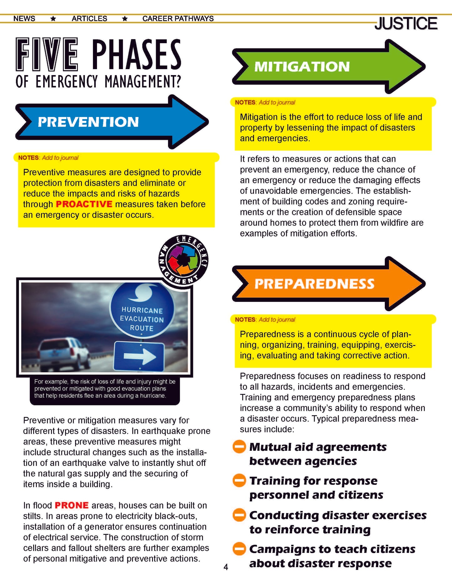 EMERGENCY MANAGEMENT - Criminal Justice Periodical and Worksheet w/Accommodations