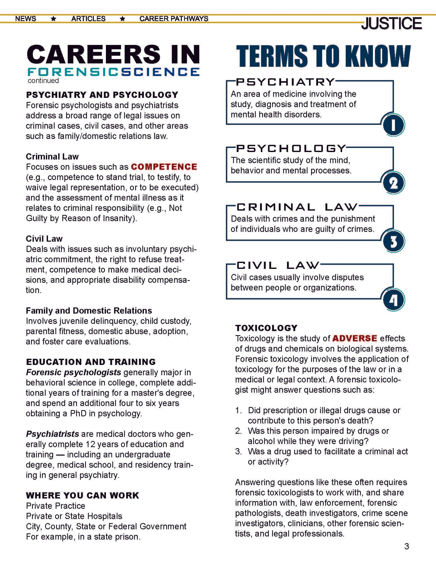 FORENSIC SCIENCE - Criminal Justice Periodical and Worksheet