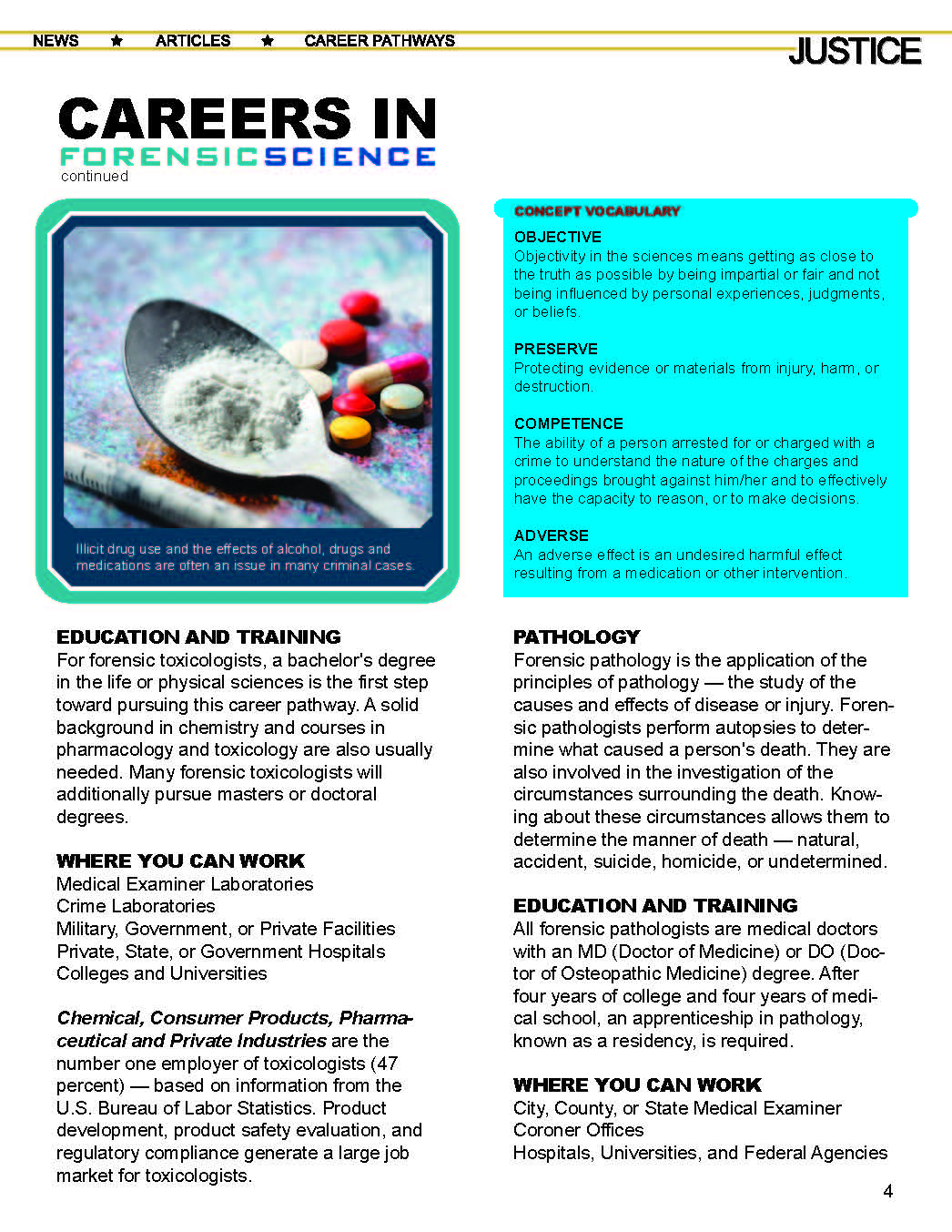 FORENSIC SCIENCE - Criminal Justice Periodical and Worksheet