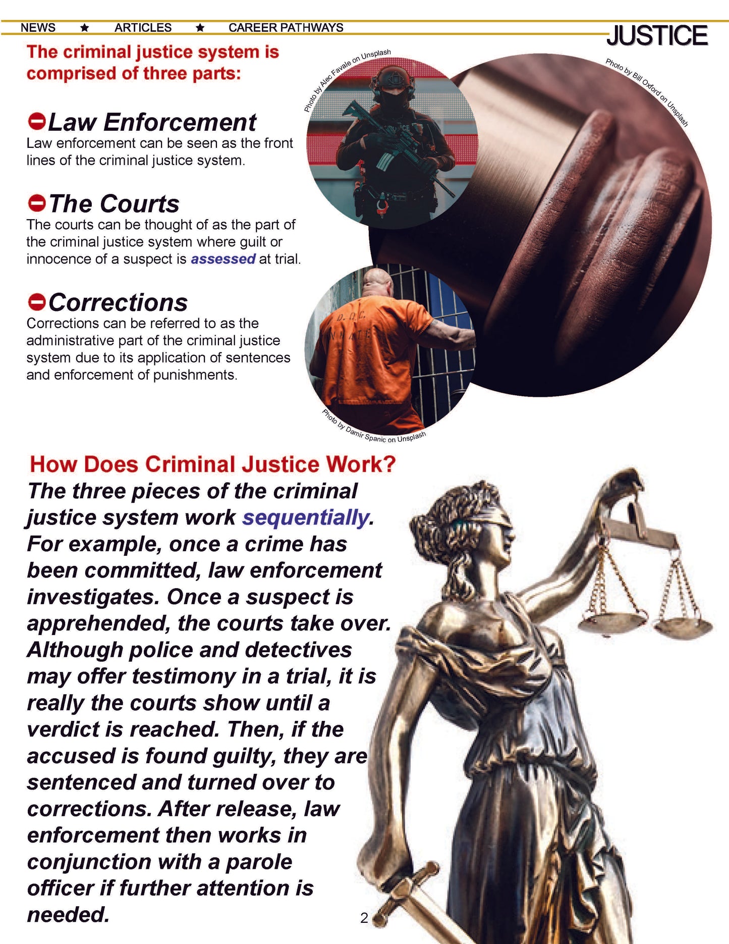 INTRO TO PRINCIPLES OF LAW - Criminal Justice Periodical and Worksheet