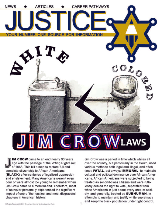 JIM CROW - Criminal Justice Periodical and Worksheet