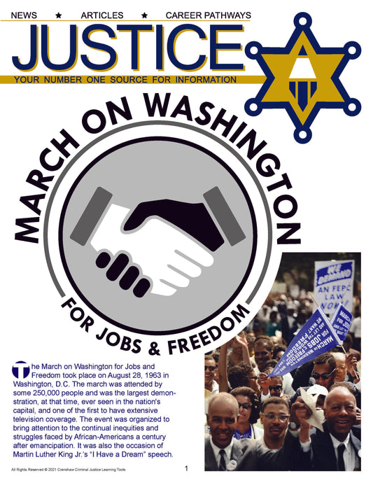 MARCH ON WASHINGTON - Criminal Justice Periodical and Worksheet with Accommodations