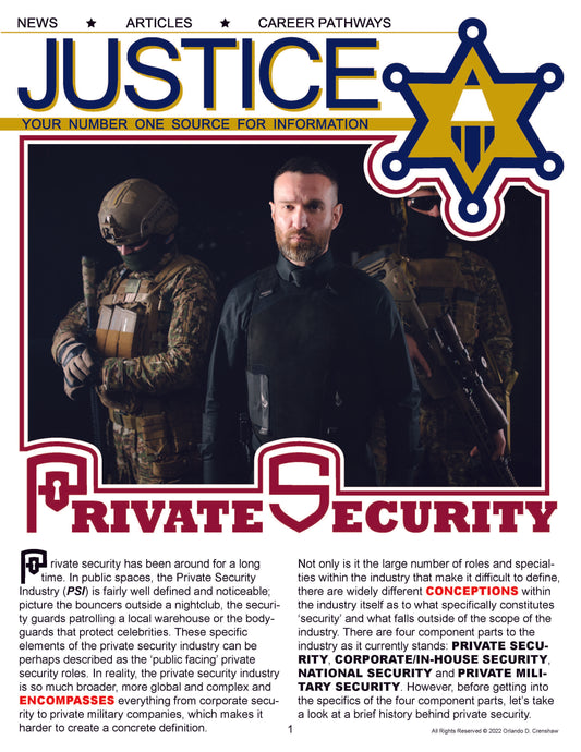 PRIVATE SECURITY - Criminal Justice Periodical and Worksheet w/Accommodations