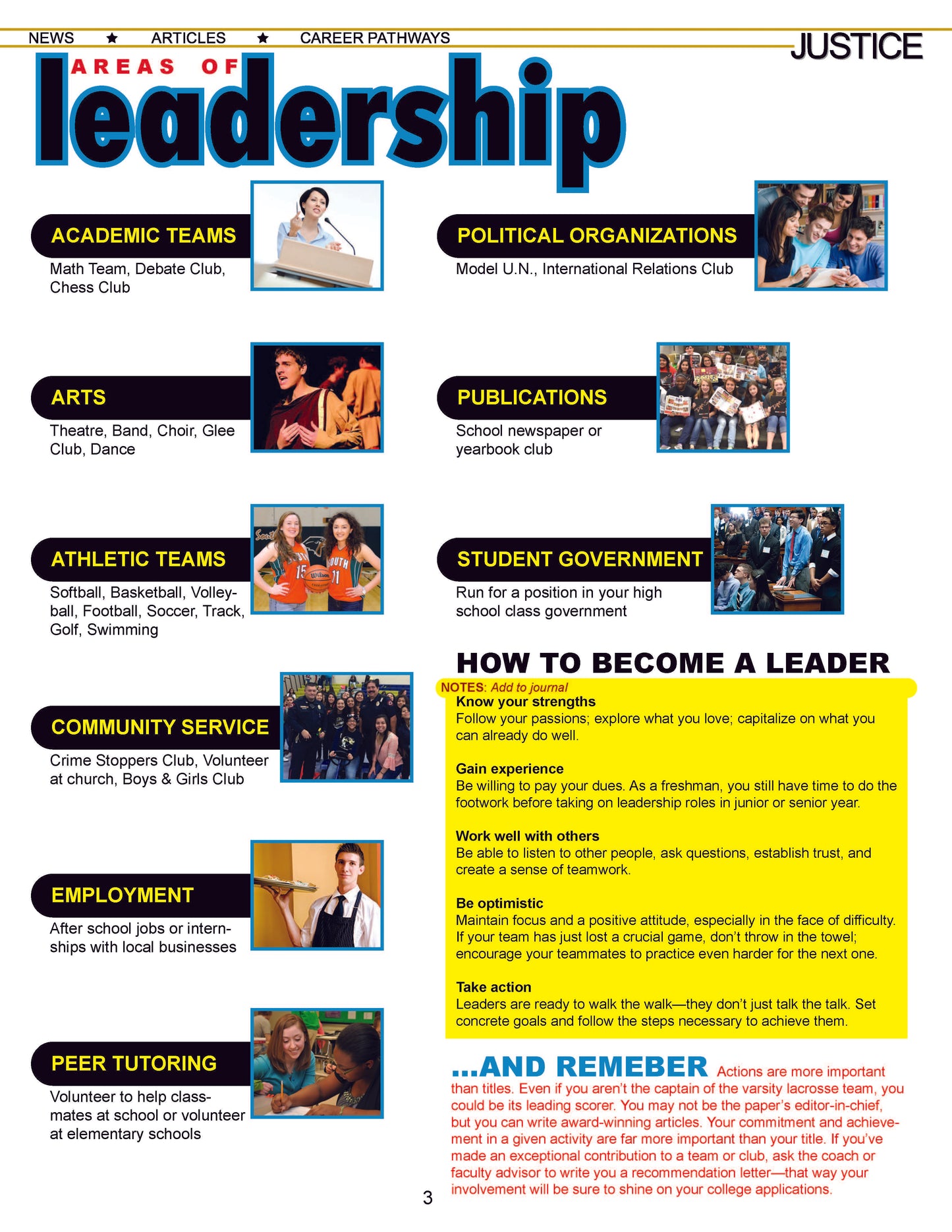 STUDENT LEADERSHIP - Criminal Justice Periodical w/Worksheet, Essay and Rubric