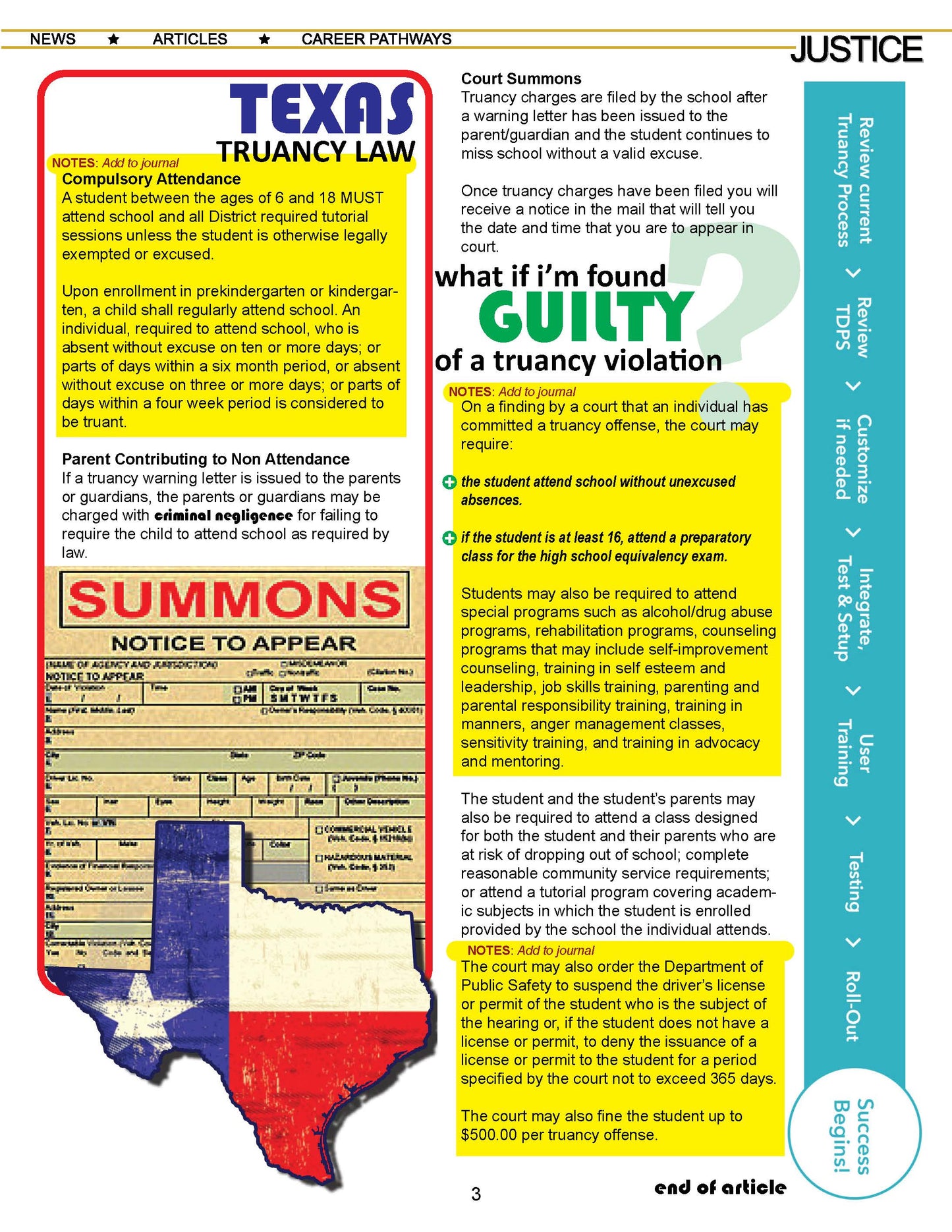 TRUANCY - Criminal Justice Periodical and Worksheet with Accommodations