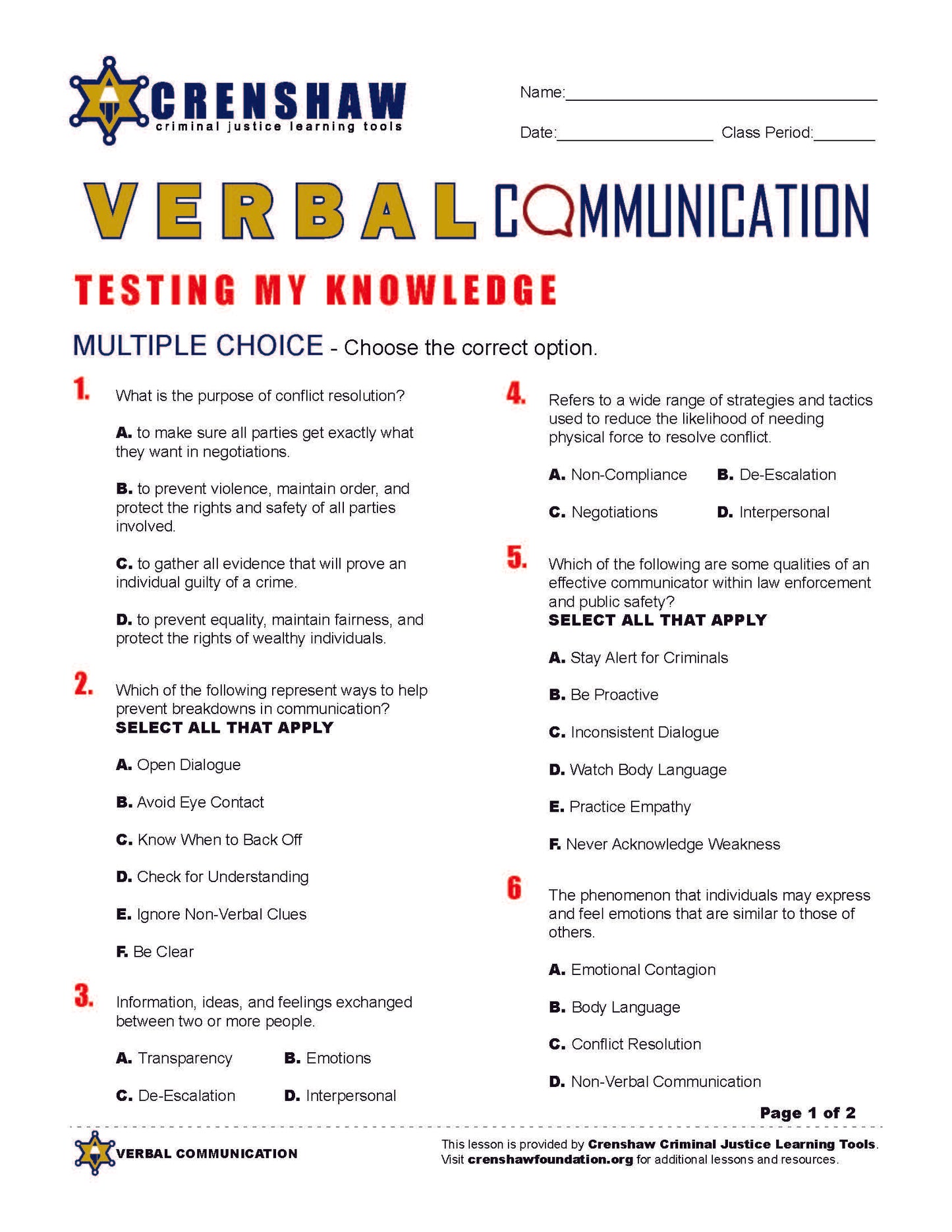 VERBAL COMMUNICATION - Criminal Justice Periodical