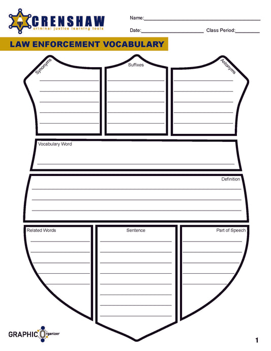 LAW ENFORCEMENT VOCABULARY - Graphic Organizer