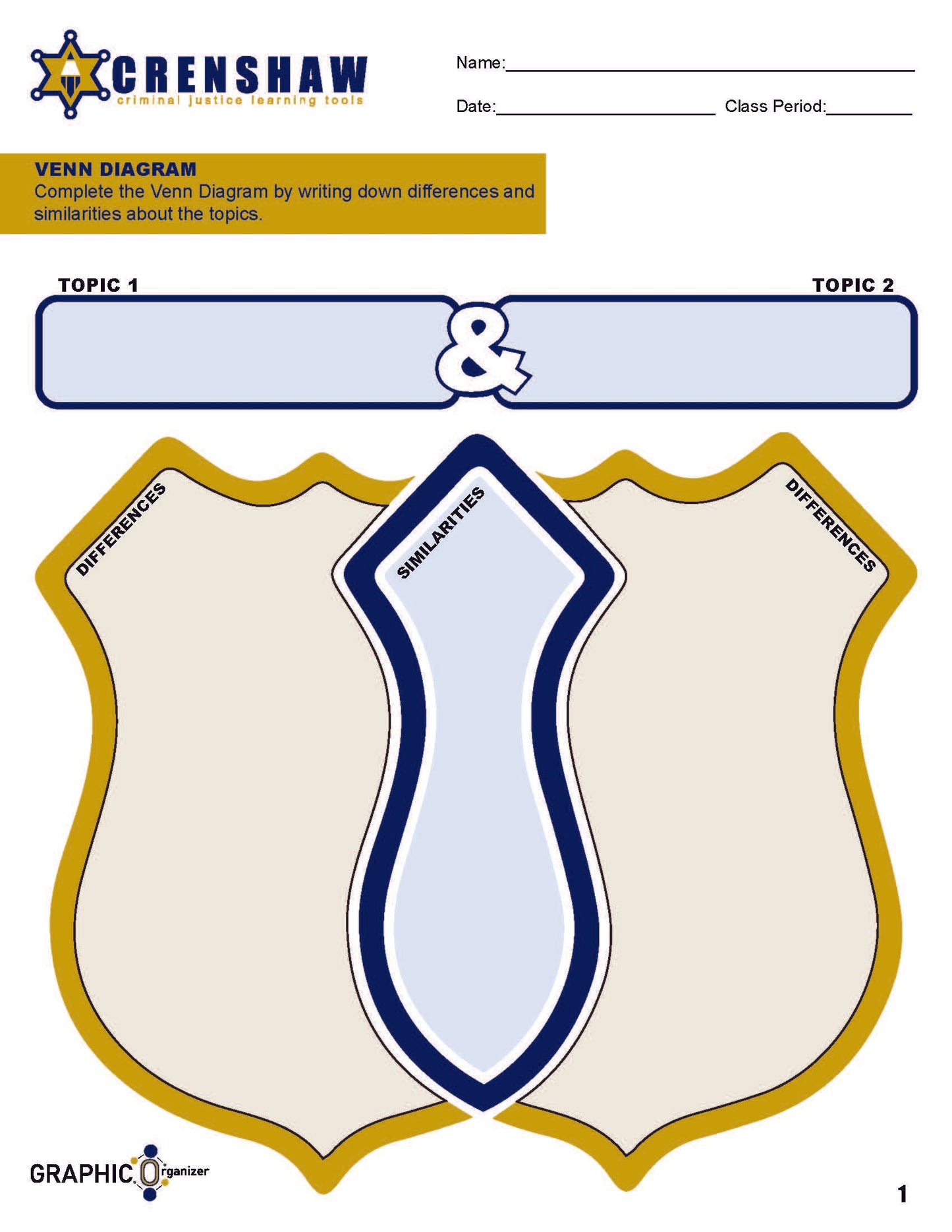 CRIMINAL JUSTICE VENN DIAGRAM - Graphic Organizer