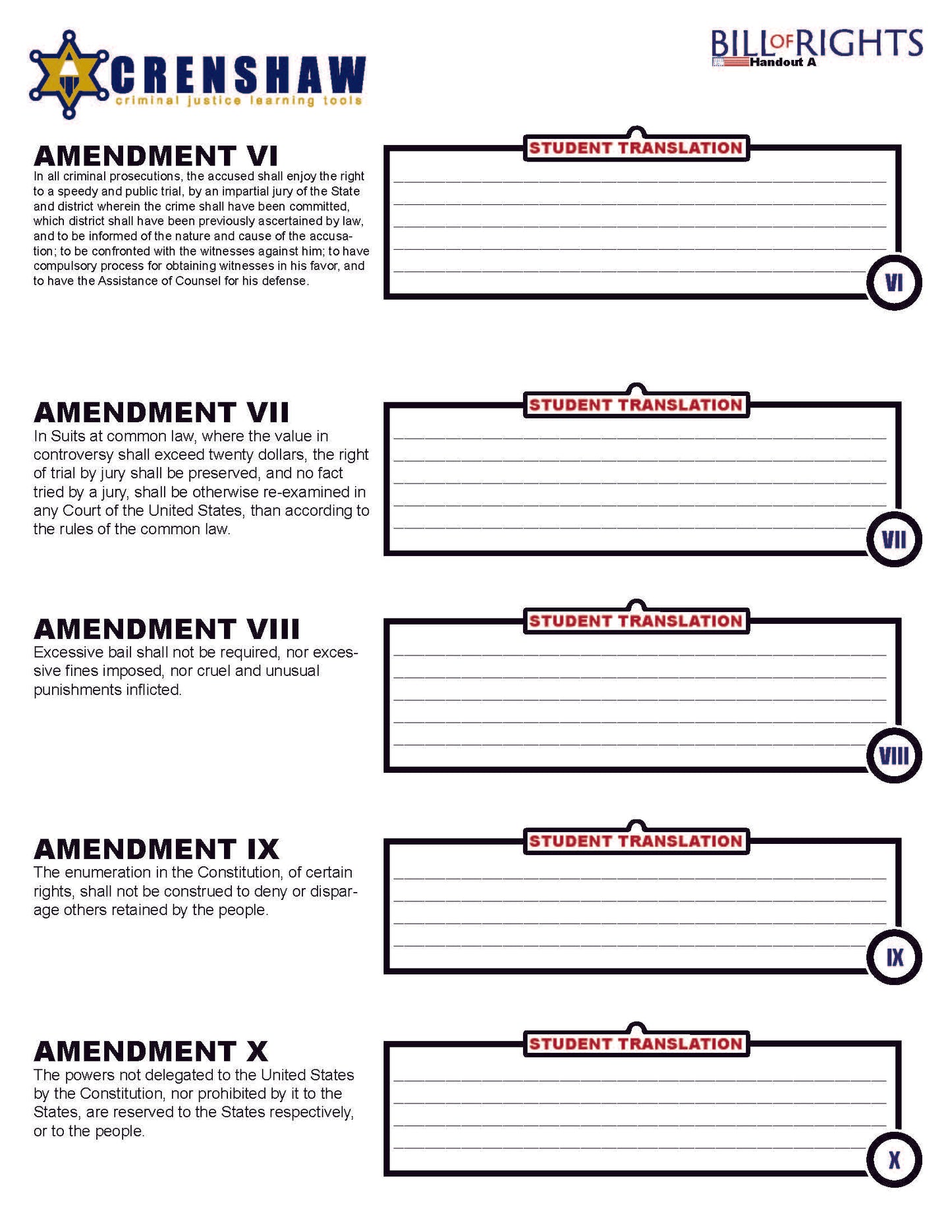 Criminal Justice BILL OF RIGHTS Lesson Bundle