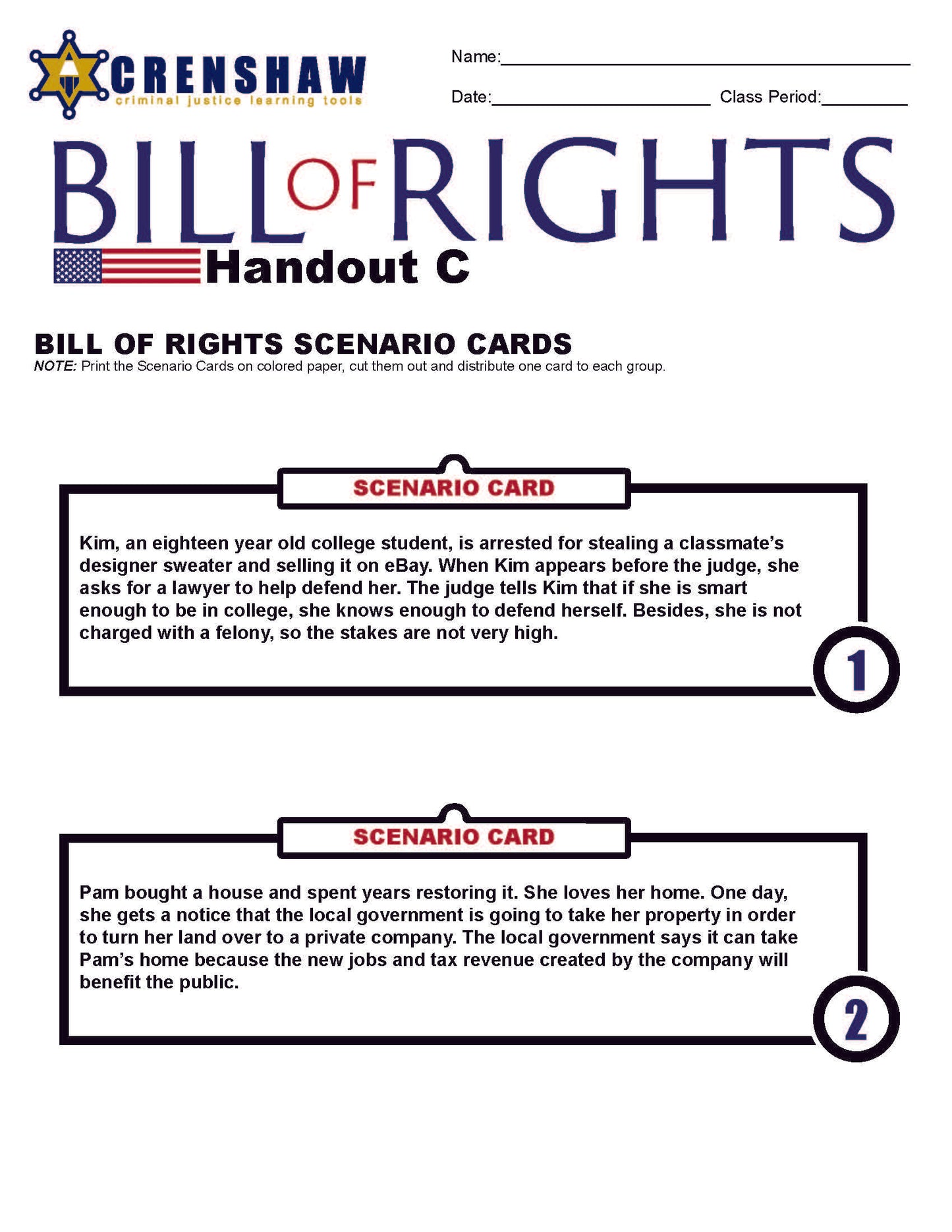 Criminal Justice BILL OF RIGHTS Lesson Bundle