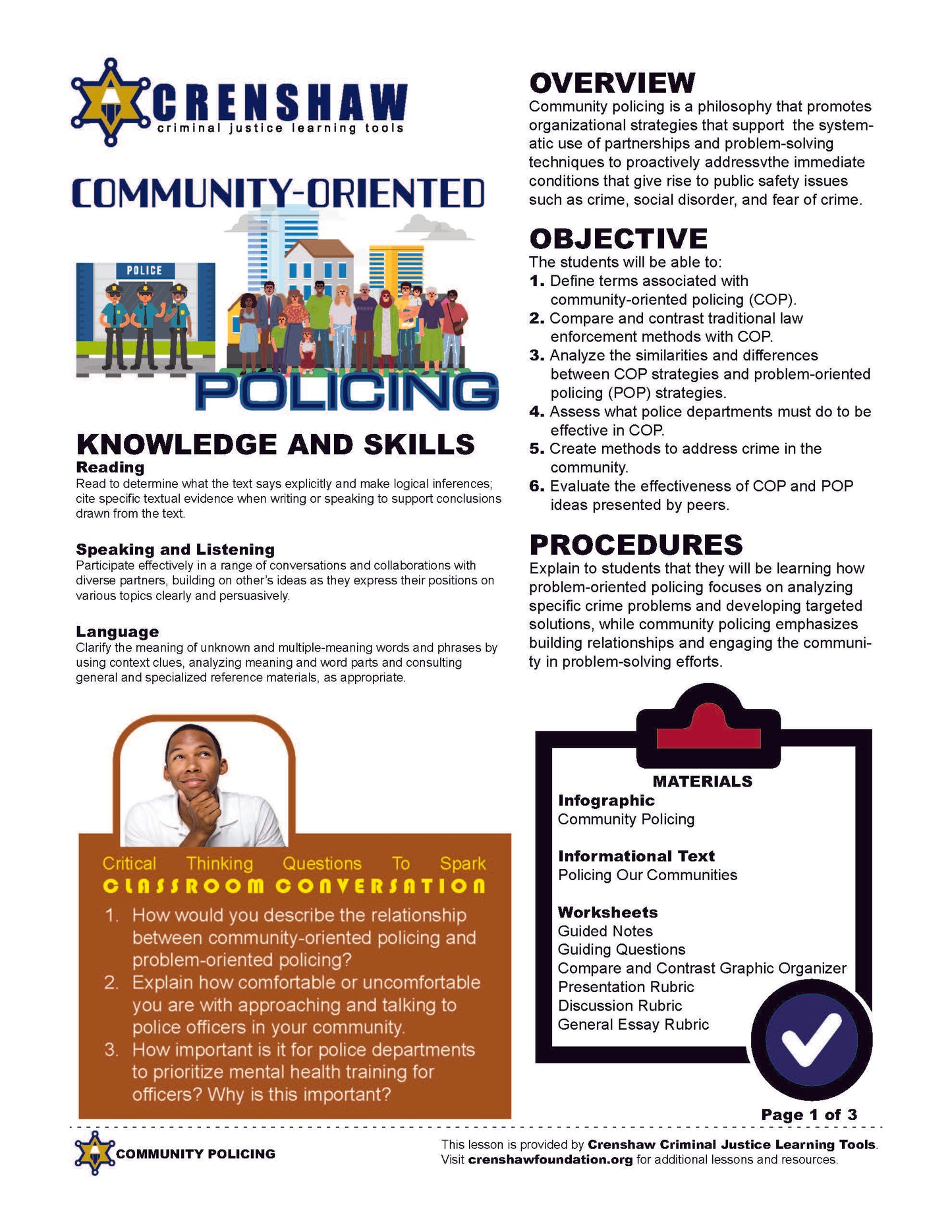 COMMUNITY POLICING Lesson Bundle