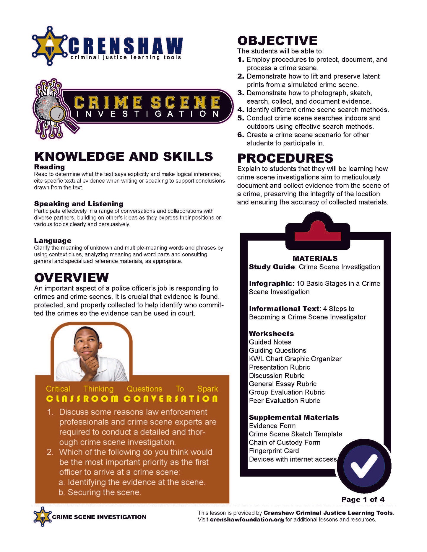 CRIME SCENE INVESTIGATION Lesson Bundle