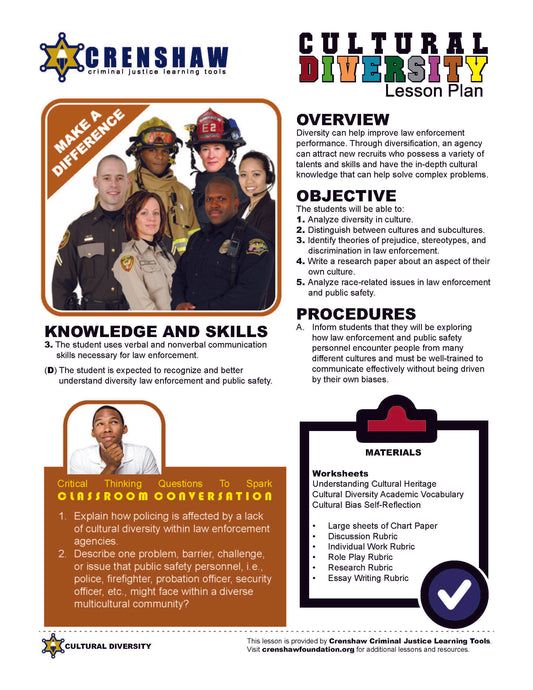 Law Enforcement CULTURAL DIVERSITY Lesson Bundle