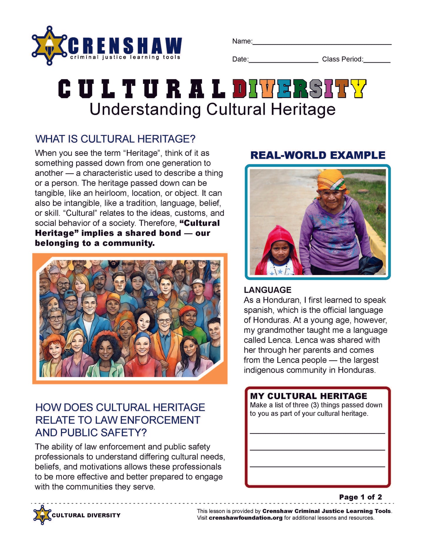 Law Enforcement CULTURAL DIVERSITY Lesson Bundle