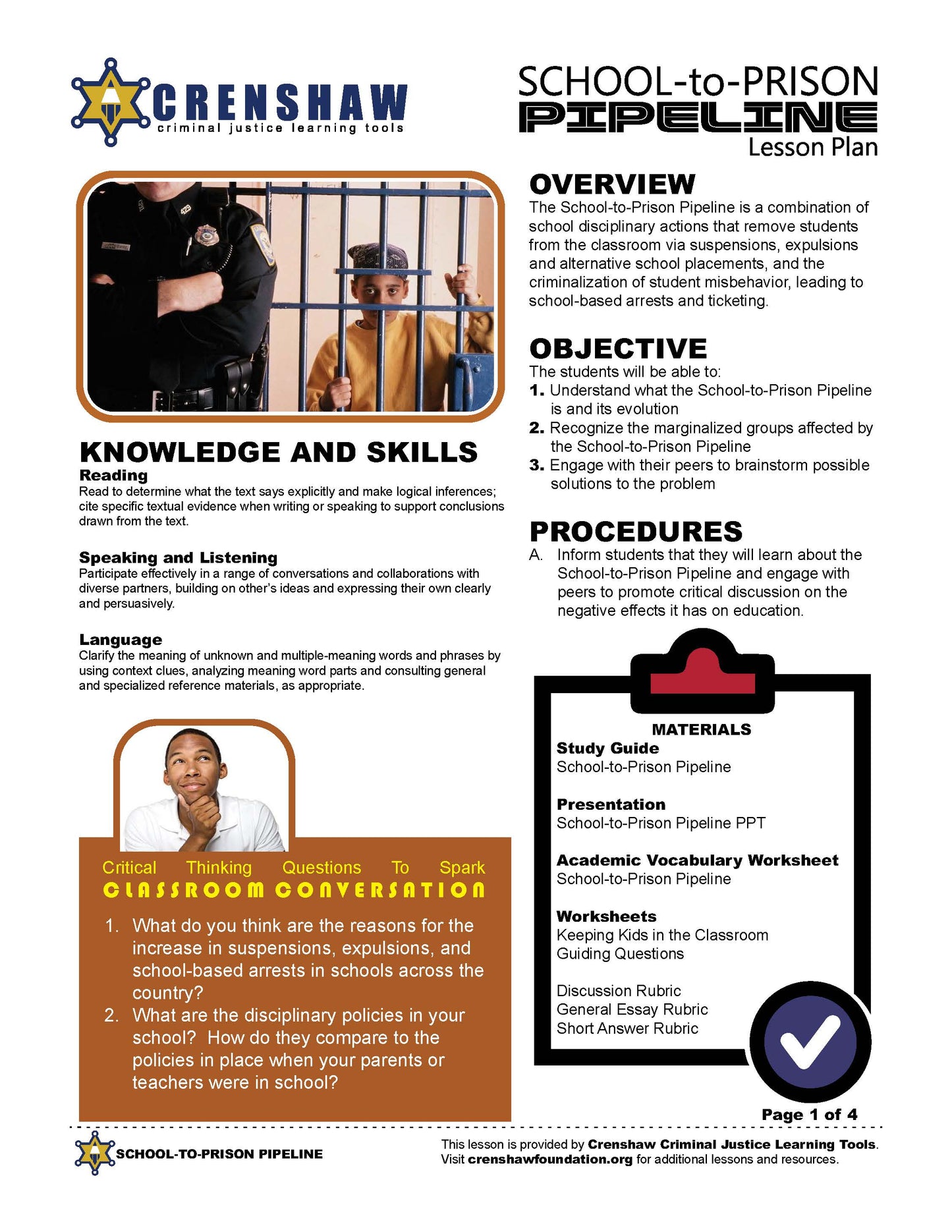 SCHOOL-TO-PRISON PIPELINE Lesson Bundle