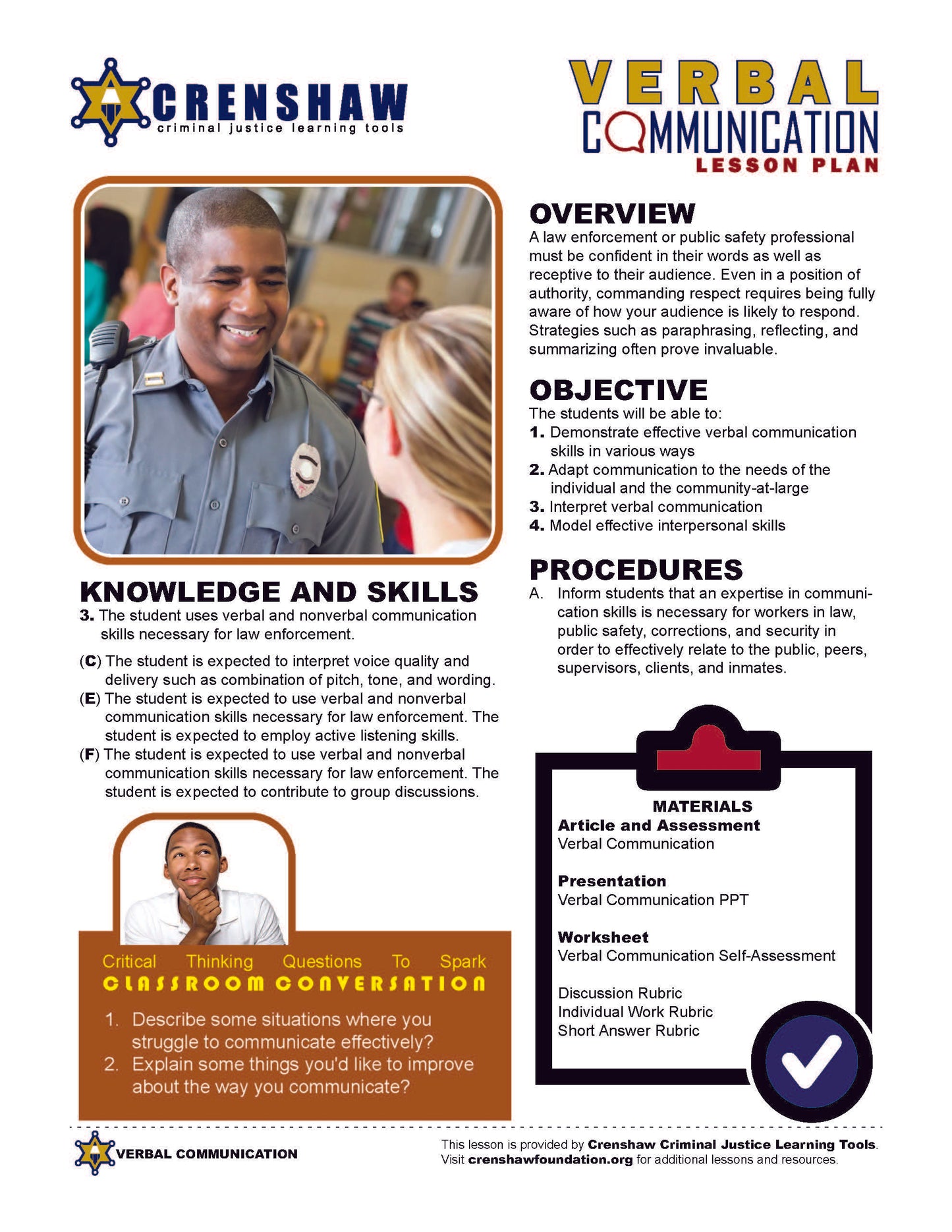 Law Enforcement VERBAL COMMUNICATION Lesson Bundle