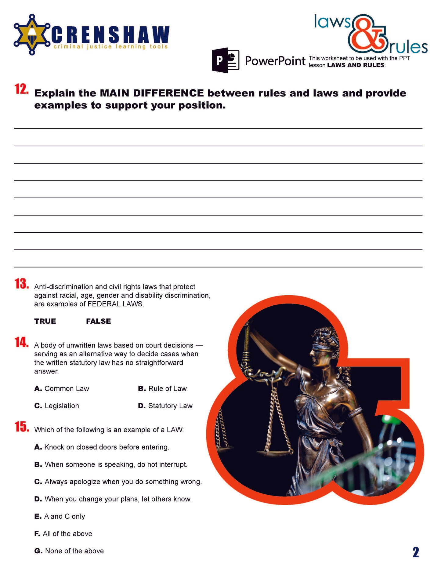 Laws and Rules - Criminal Justice PowerPoint Lesson