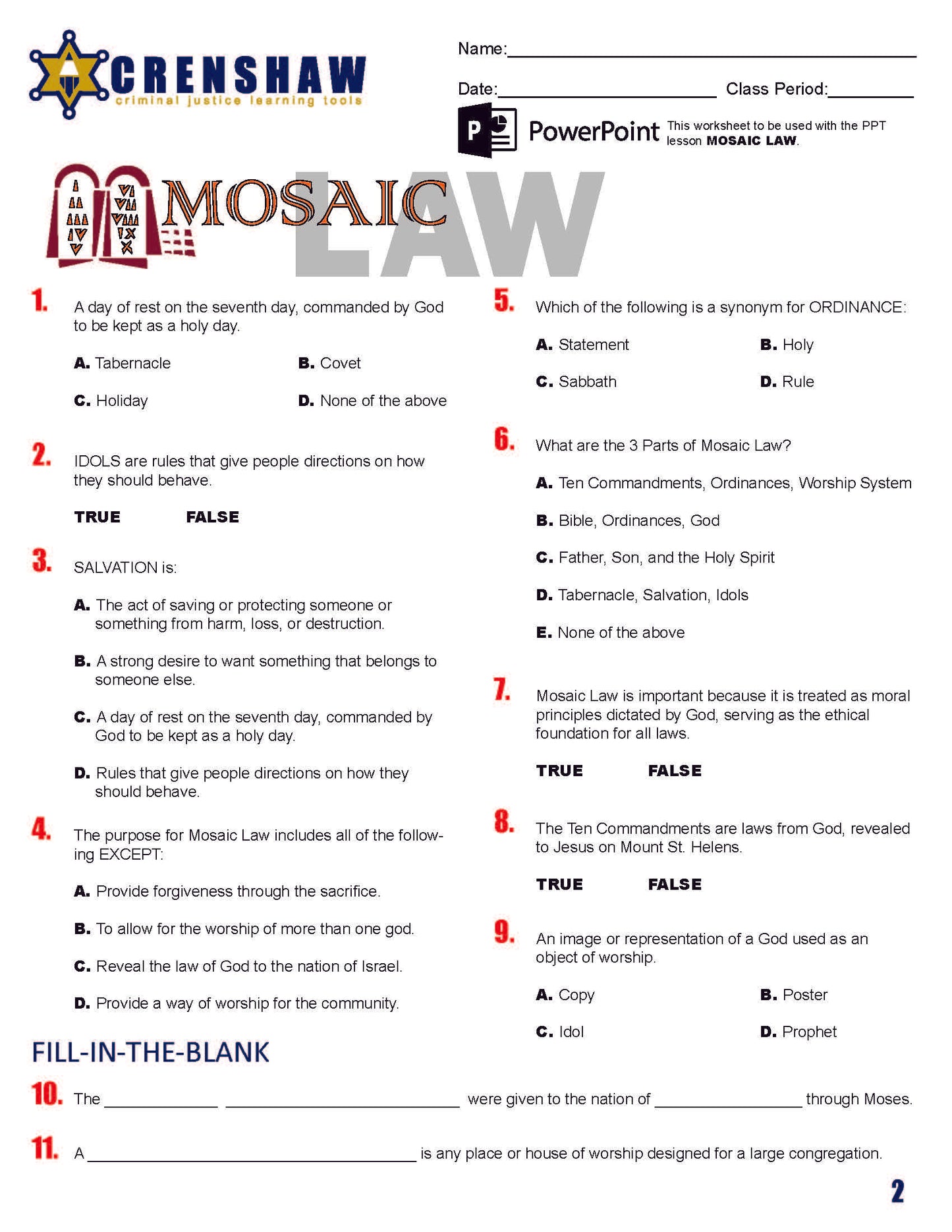 Mosaic Law - Criminal Justice PowerPoint Lesson