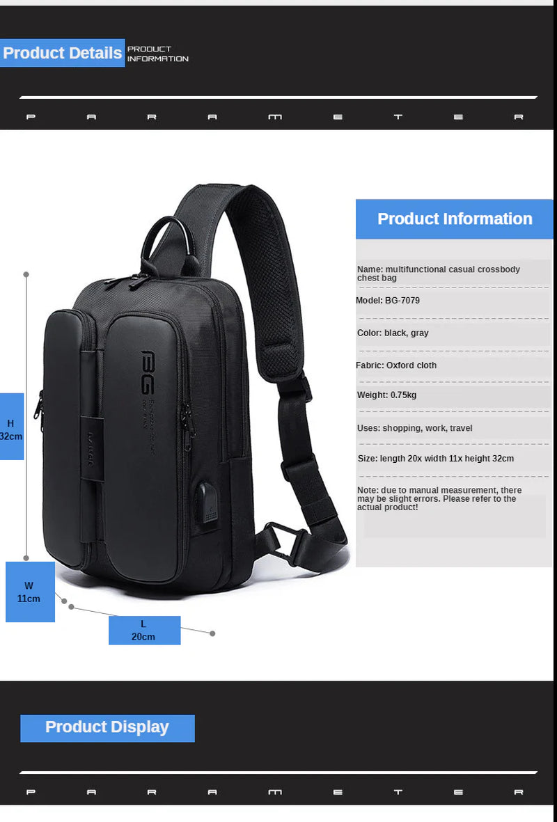 Multifuctional Shoulder Bag w/USB Technology